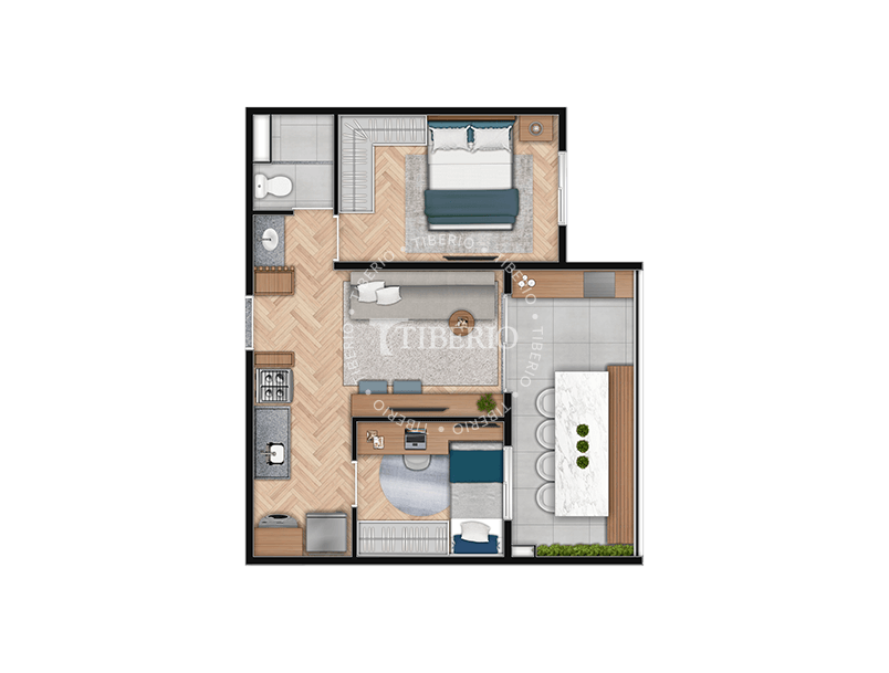 2 dorms. 44,88m²