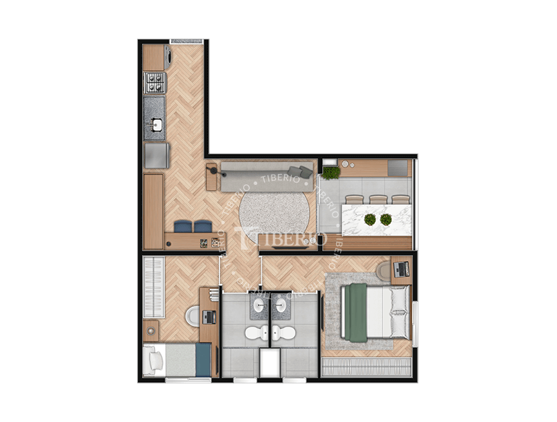 2 dorms. (com suíte) 49.08m²